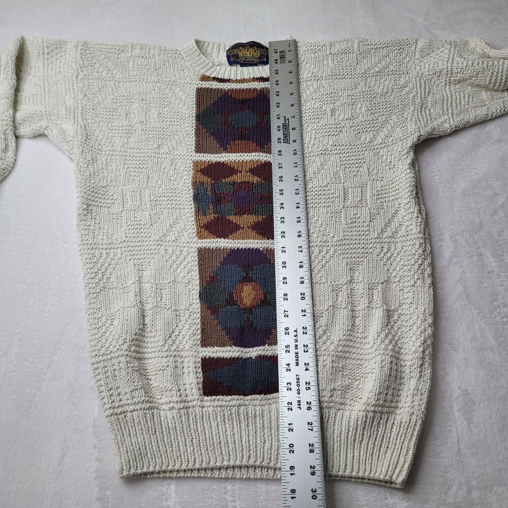 VTG 90's Ralph Lauren Chaps Scout Men's White Knit Linen/Cotton Sweater Size XL - Picture 3 of 7